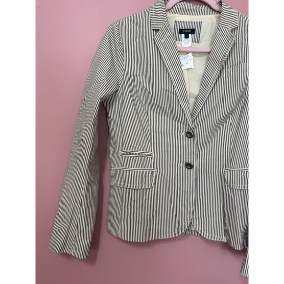 NEW NWT J.Crew 100% Cotton Pin Stripe Button-Front Blazer Size 4 - Picture 3 of 3